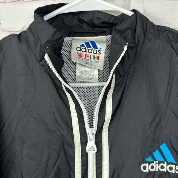 Adidas Jacket Mens Large L Windbreaker Track Vintage Full Zip Mesh Lined Black - Picture 2 of 11